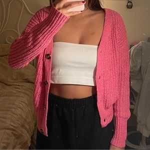 pink cardigan